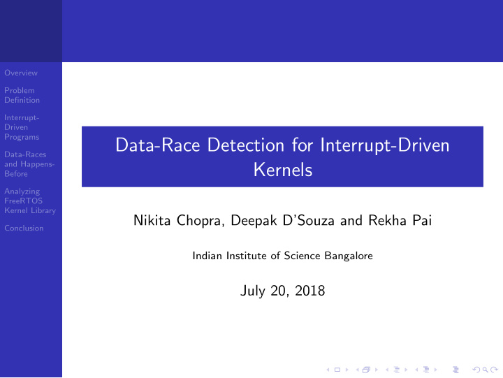 data race detection for interrupt driven