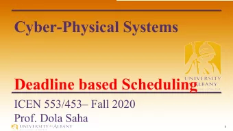 Cyber-Physical Systems  Deadline based Scheduling  ICEN 553/453 Fall 2020  Prof. Dola Saha  1