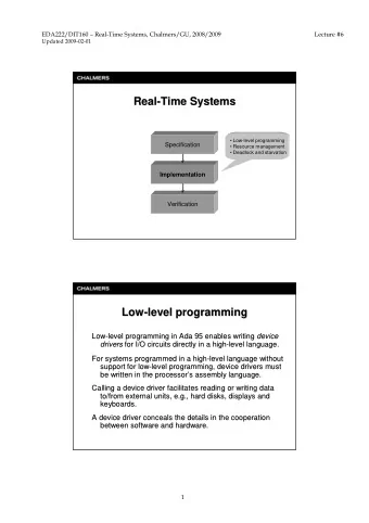 Real-  -Time Systems  Time Systems  Real   Low-level programming  Specification   Resource