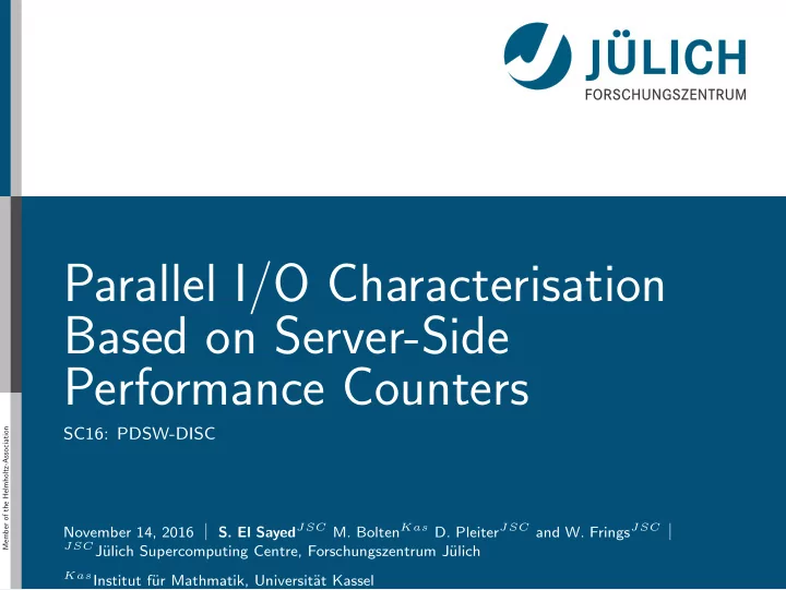 parallel i o characterisation based on server side