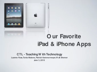 O ur Favorite  iPad &amp; iPhone Apps  CTL - Teaching W ith Technology  Luanne Fose,Tonia Malone,