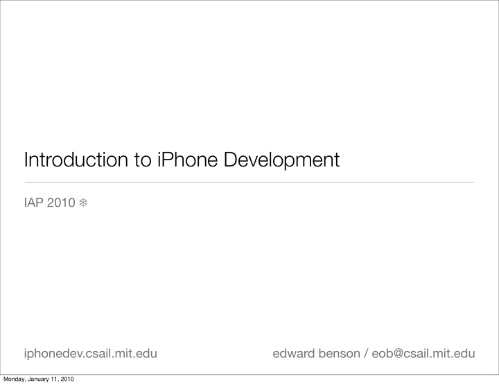 introduction to iphone development