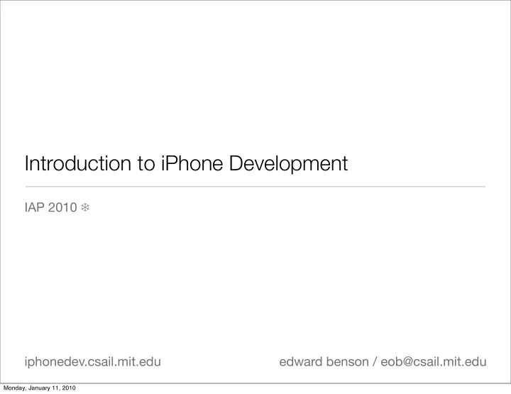 introduction to iphone development