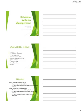 Management  Russ Wakefield TAs  TBD  On Campus and Distance Learning  What is CS430 / CS430dl?