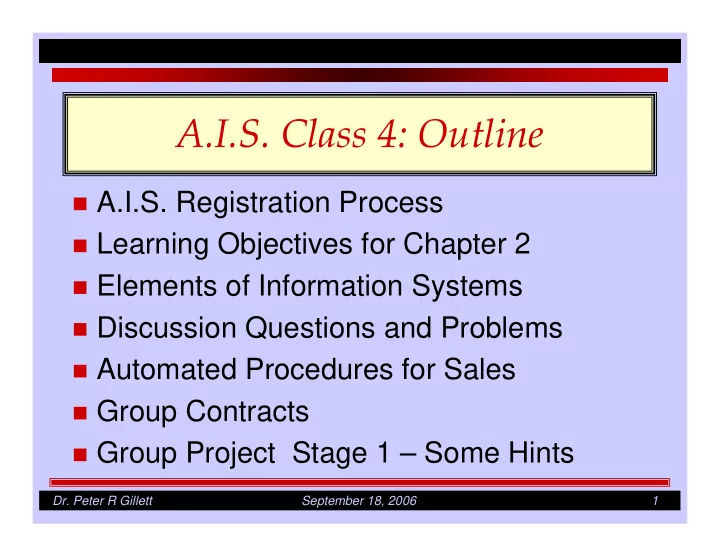 a i s class 4 outline