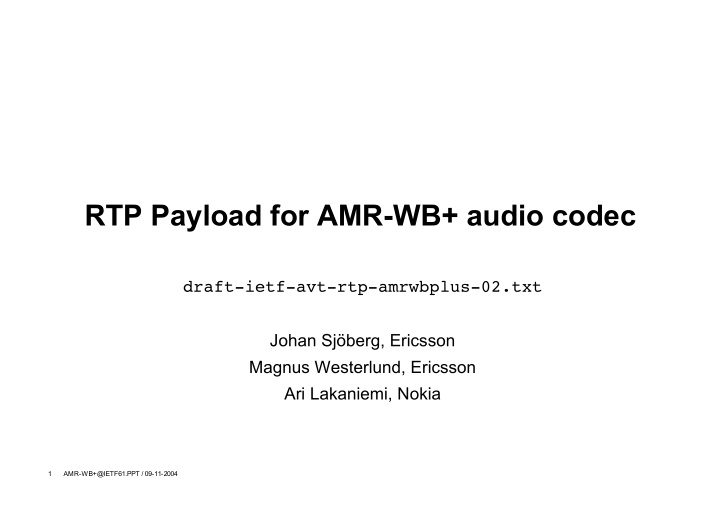 rtp payload for amr wb audio codec