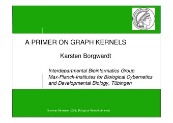 A PRIMER ON GRAPH KERNELS  Karsten Borgwardt  Interdepartmental Bioinformatics Group