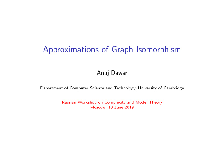 approximations of graph isomorphism