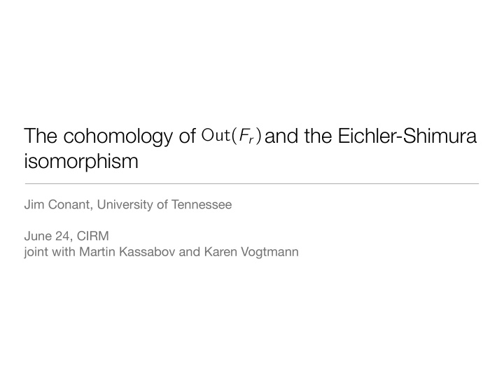 the cohomology of and the eichler shimura