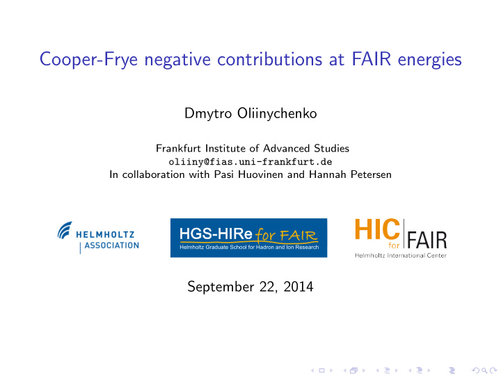 cooper frye negative contributions at fair energies