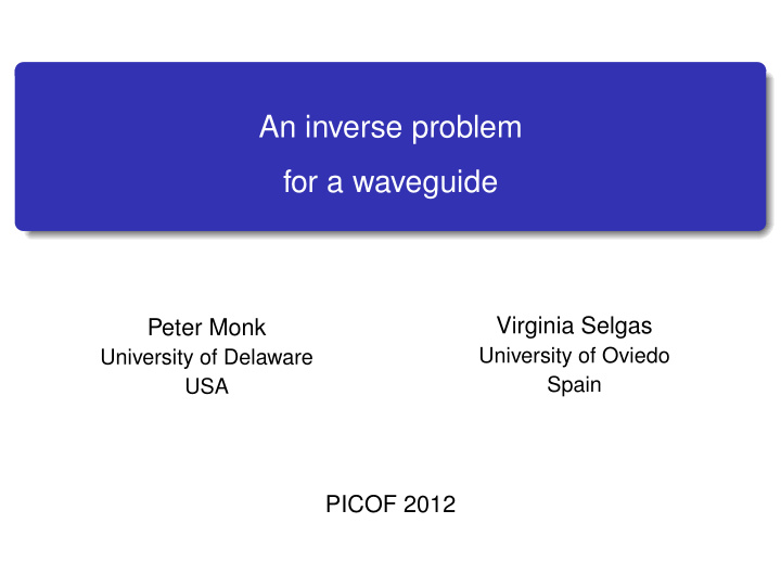 an inverse problem for a waveguide