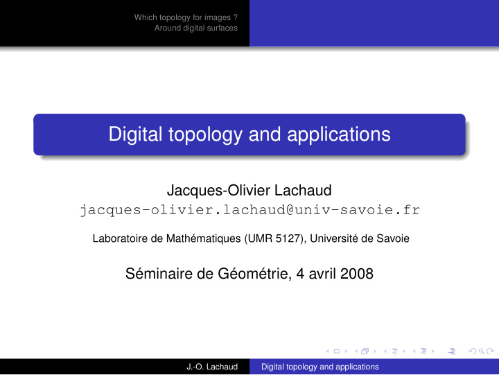 digital topology and applications
