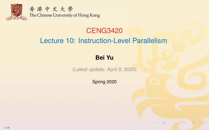 ceng3420 lecture 10 instruction level parallelism