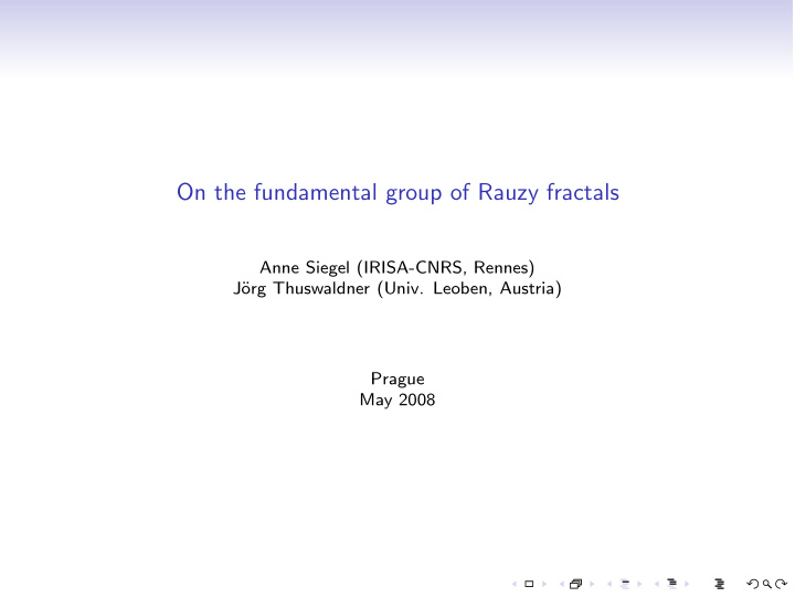 on the fundamental group of rauzy fractals