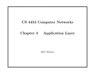 CS 4453 Computer Networks  Chapter 3  Application Layer  2015 Winter  Network applications are the