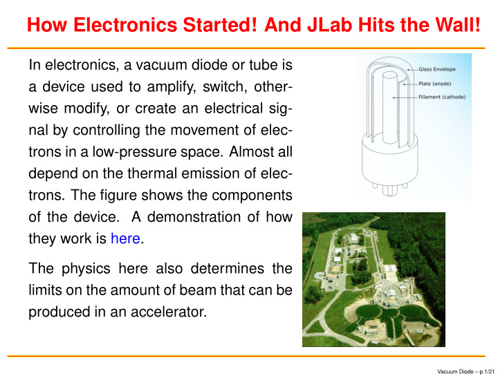 how electronics started and jlab hits the wall
