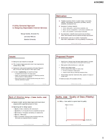 6/10/2002  Motivation  Motivation      Tradable properties (ilities  Tradable properties