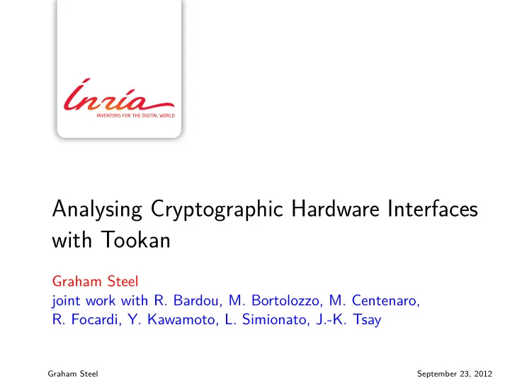 analysing cryptographic hardware interfaces with tookan