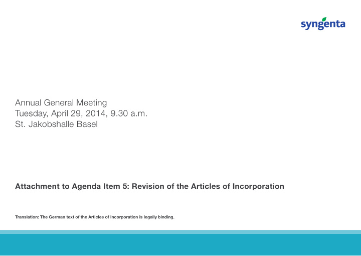 annual general meeting tuesday april 29 2014 9 30 a m st