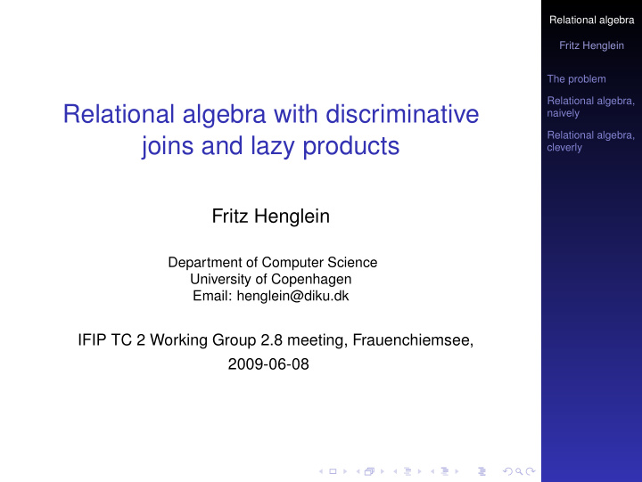 relational algebra with discriminative