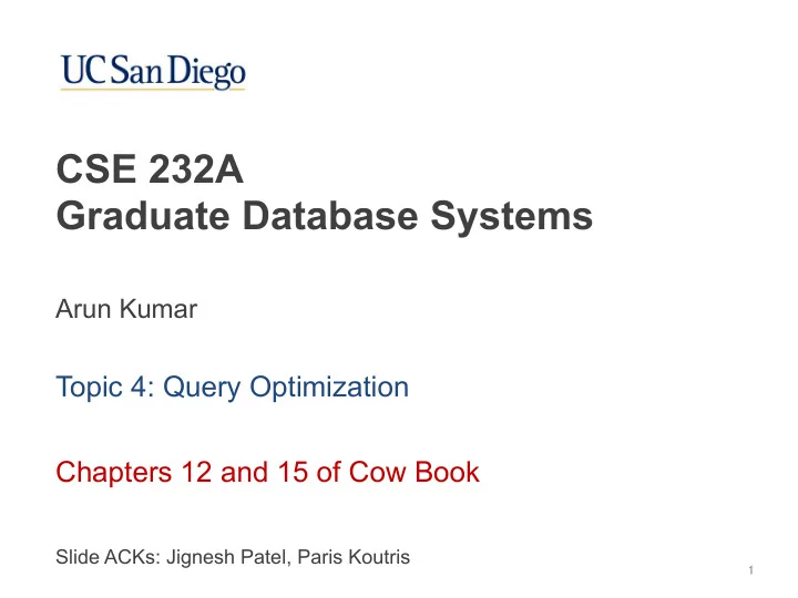 cse 232a graduate database systems
