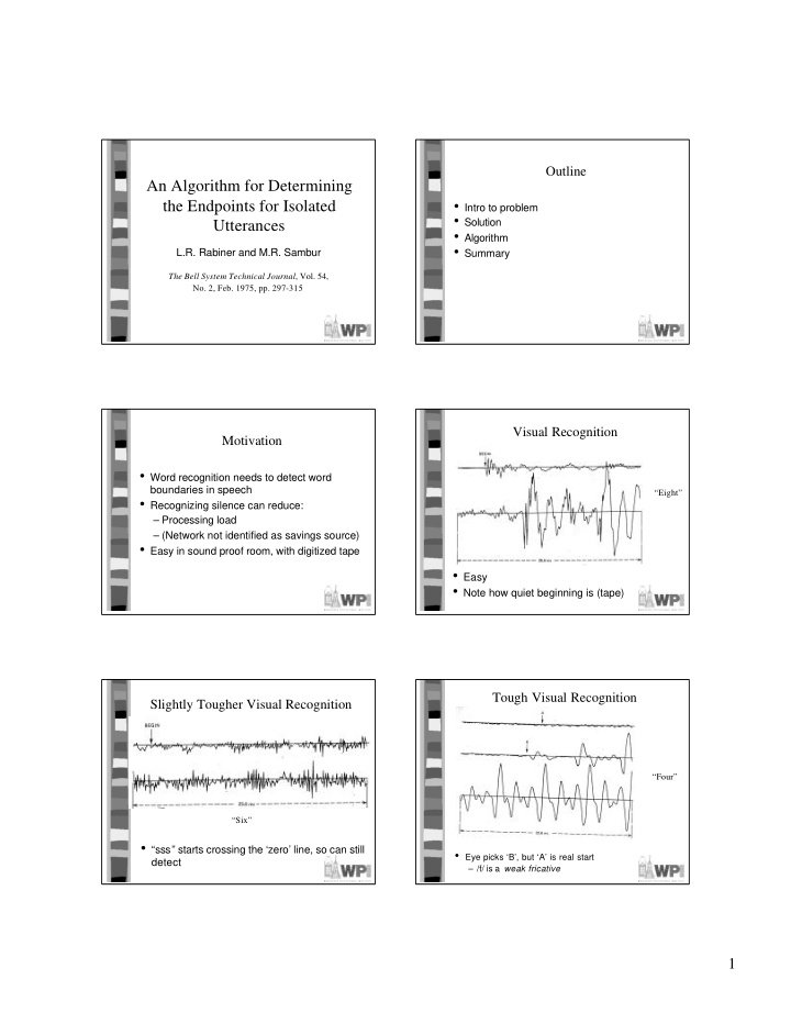 an algorithm for determining the endpoints for isolated