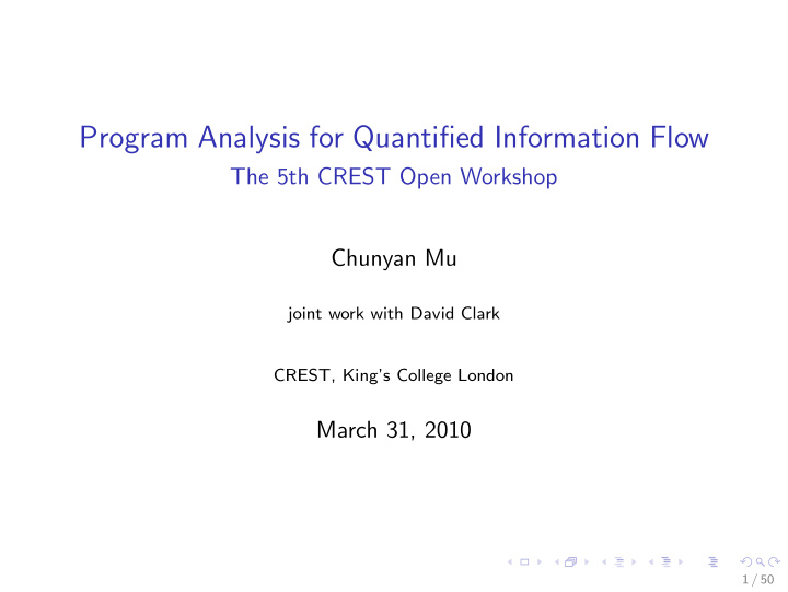 program analysis for quantified information flow