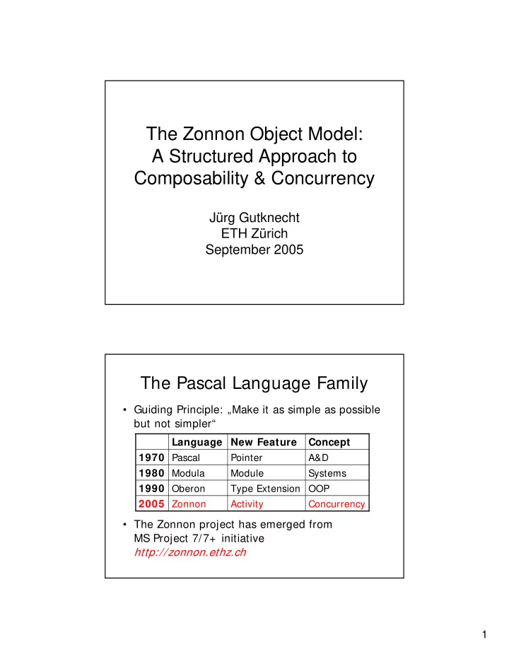 the zonnon object model a structured approach to
