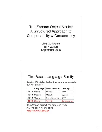 The Zonnon Object Model:  A Structured Approach to  Composability &amp; Concurrency  Jrg