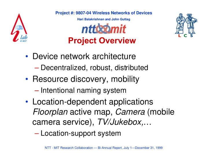 project overview device network architecture