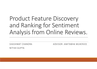 Product Feature Discovery  and Ranking for Sentiment  Analysis from Online Reviews.  Analysis from