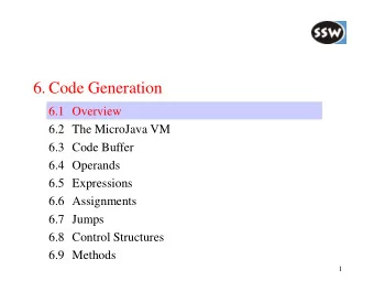 6. Code Generation  6.1 Overview  6.2 The MicroJava VM  6.3 Code Buffer  6.4 Operands  6.5
