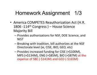 Homework Assignment   1/3  America COMPETES Reauthorization Act (H.R. 1806 -114 th Congress )