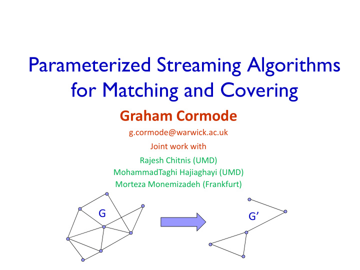 parameterized streaming algorithms for matching and