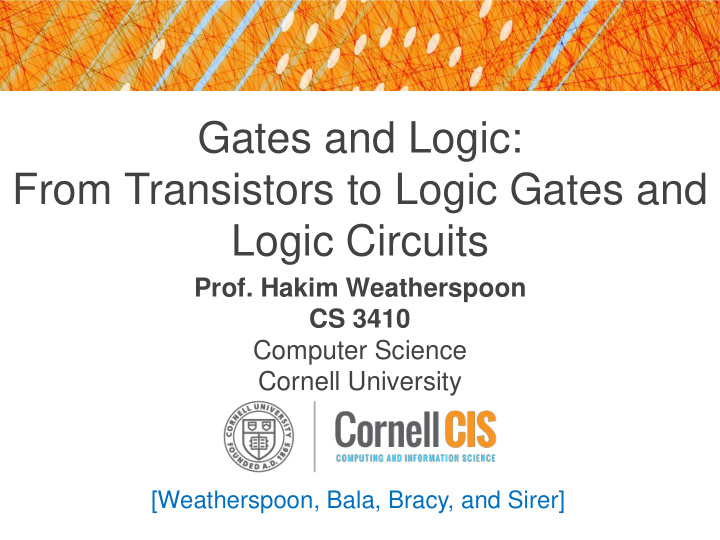 gates and logic from transistors to logic gates and logic