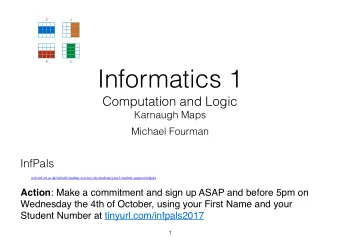 Informatics 1  Computation and Logic  Karnaugh Maps  Michael Fourman  InfPals