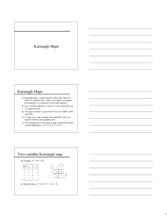 Karnaugh Maps  Karnaugh Maps  Karnaugh Map : a representation of the truth table by a  matrix of