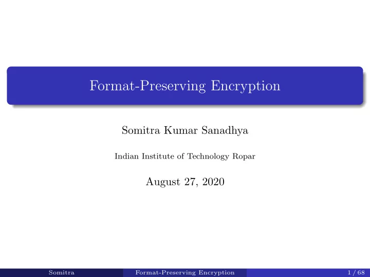format preserving encryption