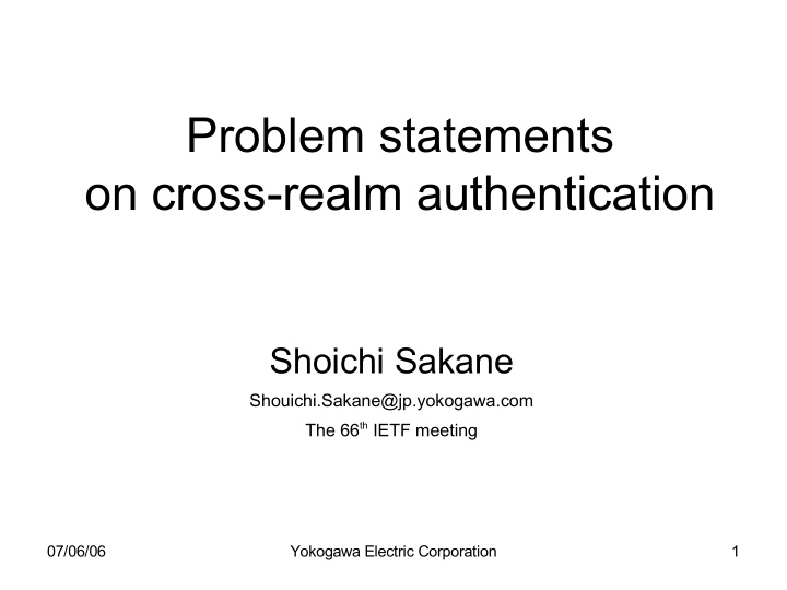 problem statements on cross realm authentication