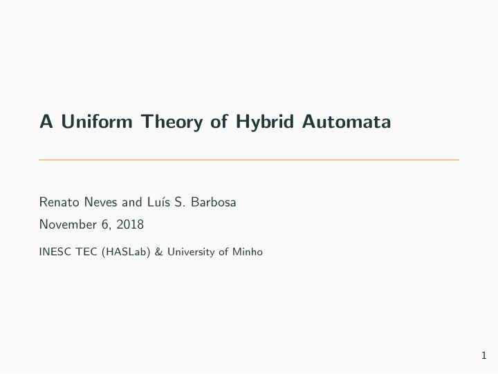 a uniform theory of hybrid automata