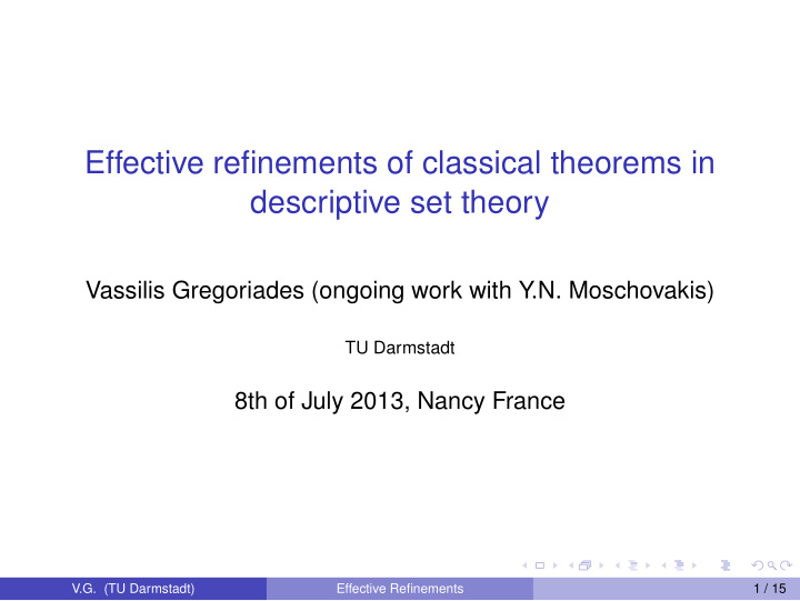 effective refinements of classical theorems in