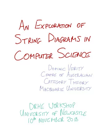 COMPUTER SCIENCE DOMINIC VERITY  CENTRE OF AUSTRALIAN CATEGORY THEORY MACQUARIE UNIVERSITY