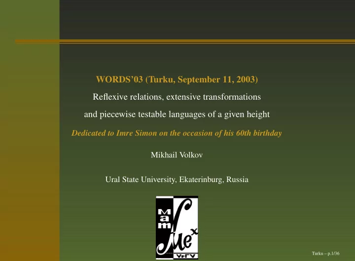 words 03 turku september 11 2003 reflexive relations