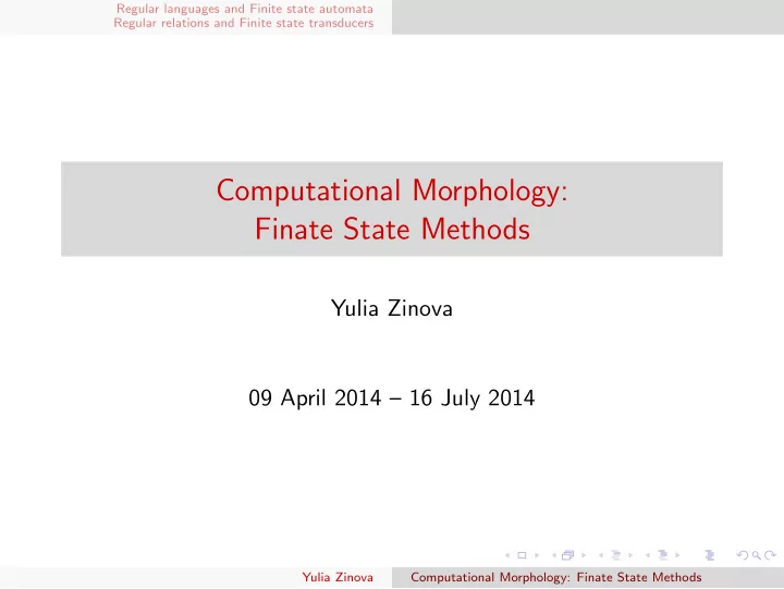 computational morphology finate state methods