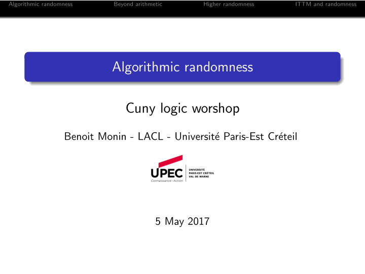 algorithmic randomness cuny logic worshop
