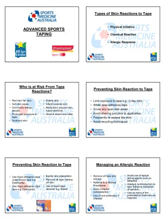 ADVANCED SPORTS  TAPING  Chemical Reaction  Allergic Response  Who is at Risk From Tape