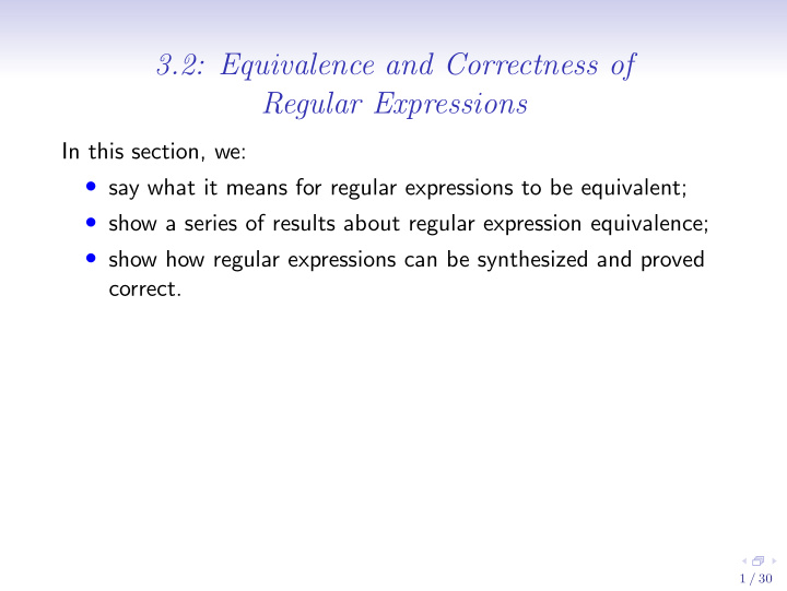3 2 equivalence and correctness of regular expressions