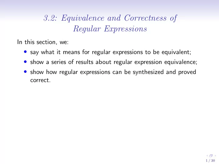 3 2 equivalence and correctness of regular expressions