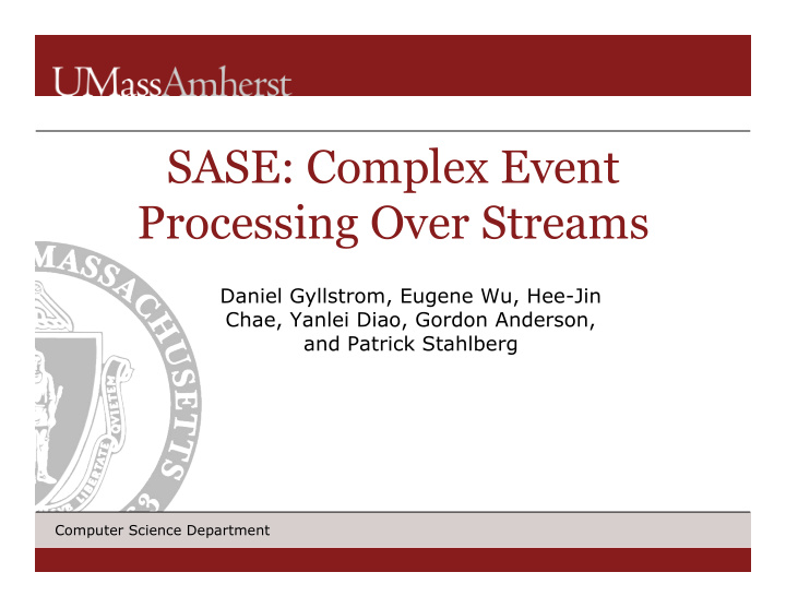 sase complex event processing over streams