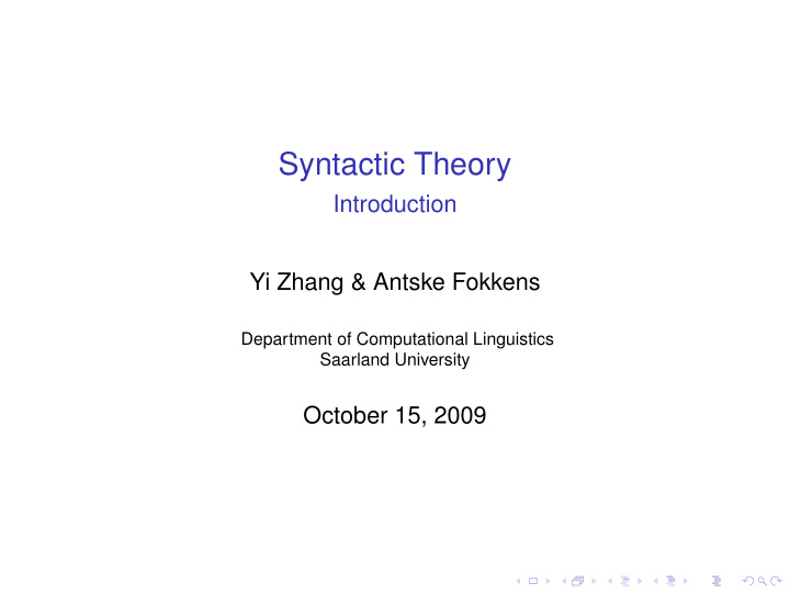 syntactic theory